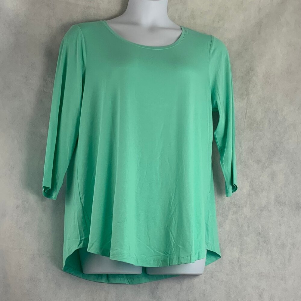 JM Collection Women's Plus Size 3/4-Sleeve 95% Rayon T-Shirt Top, Green, 1X
